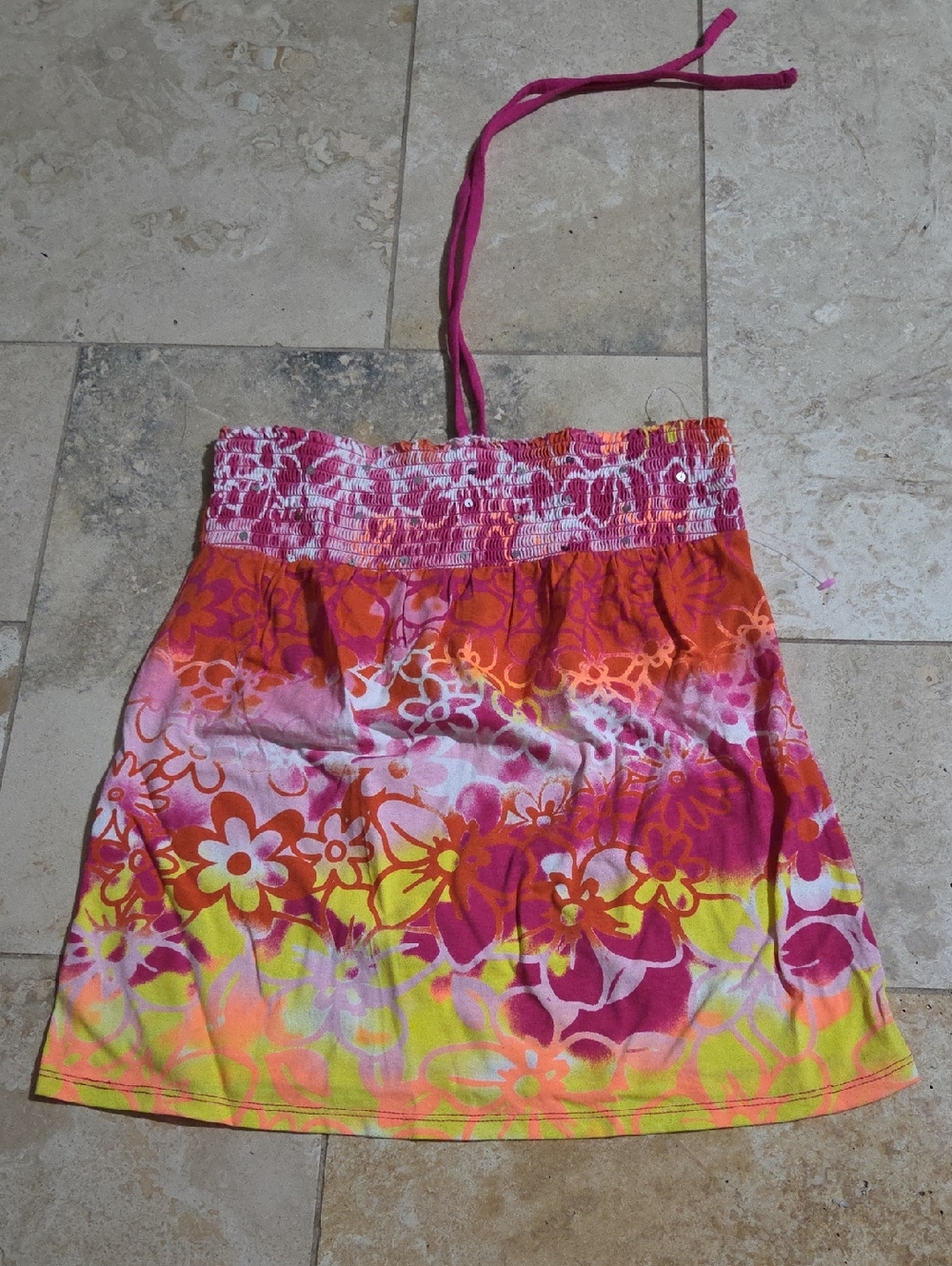 Justice Girls Size 12 Floral Halter Top Embellished Bodice
